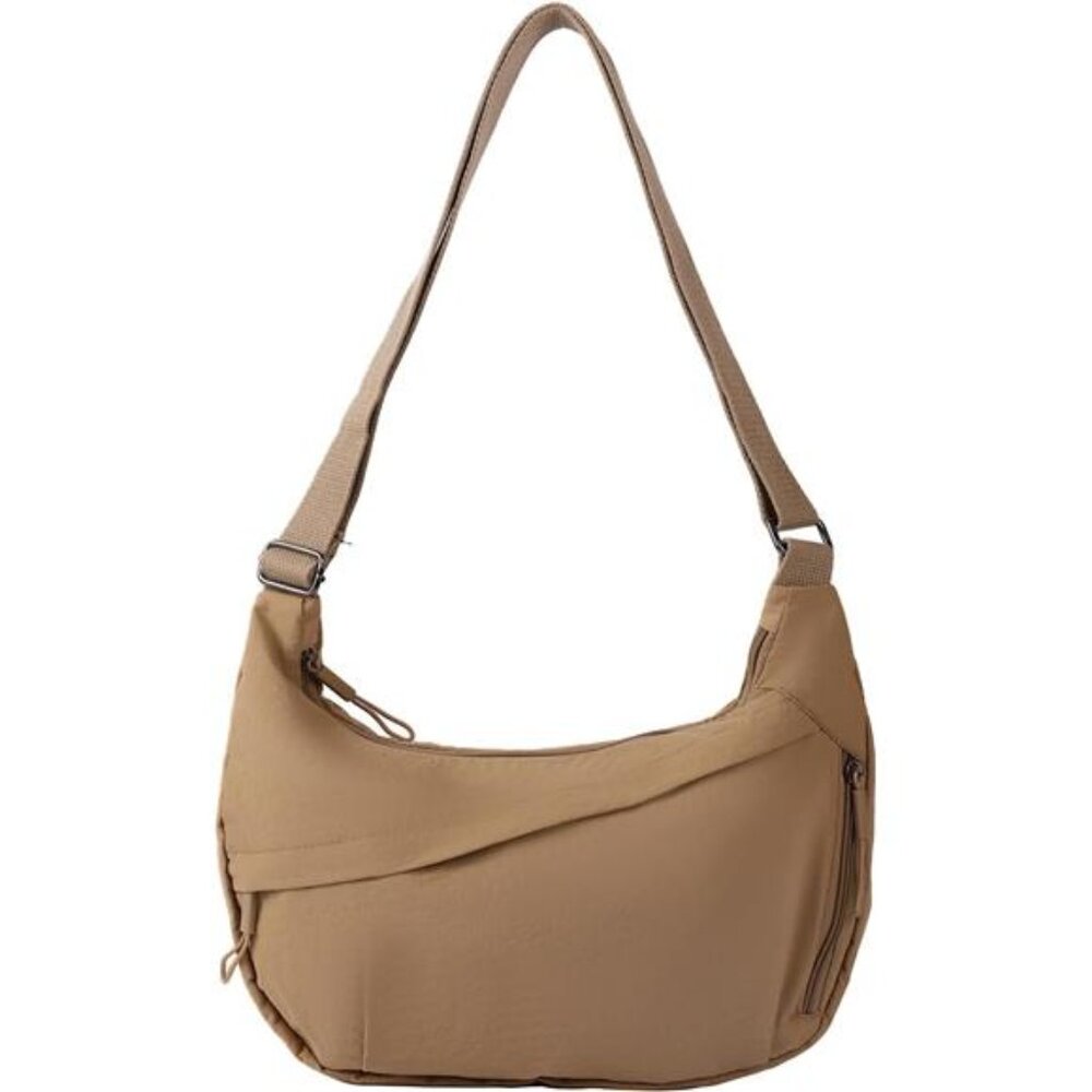 Crescent Bags Nylon Hobo Bags Brown - Picture 1 of 7